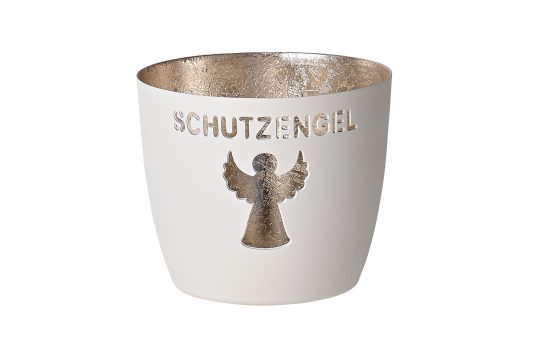 Windlicht Madras - Schutzengel weiß/gold