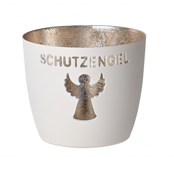 Windlicht Madras - Schutzengel weiß/gold