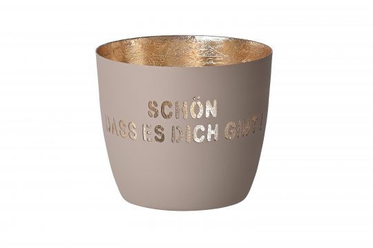 Windlicht Madras - Schön, dass es dich gibt // sandstone/gold