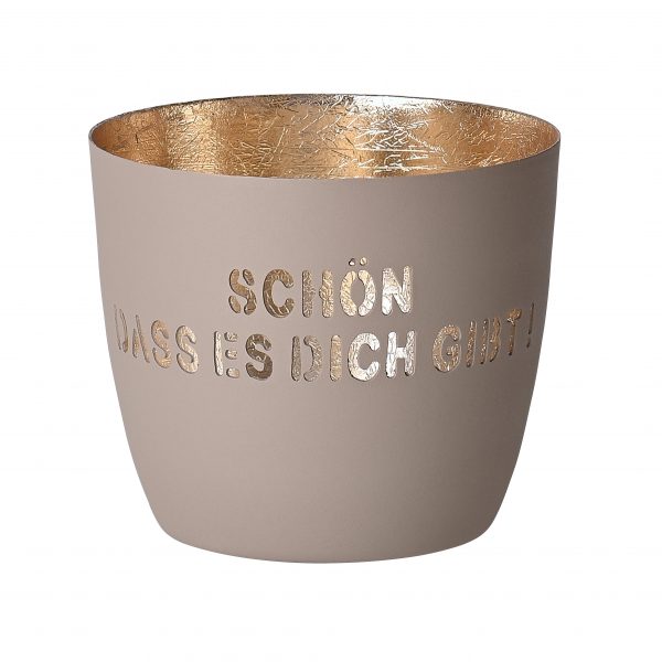 Windlicht Madras - Schön, dass es dich gibt // sandstone/gold