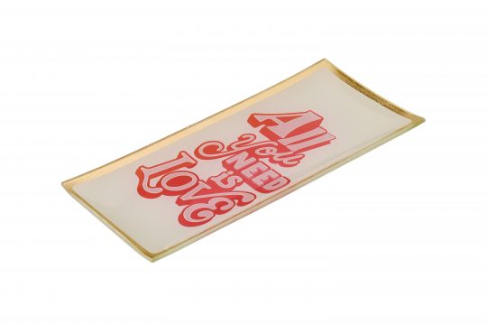 Love Plates, Glasteller // All you need is love // weiß/pink