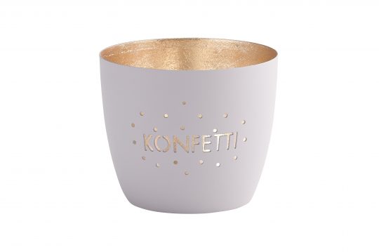 Windlicht Madras - Konfetti // pastellgrau/gold