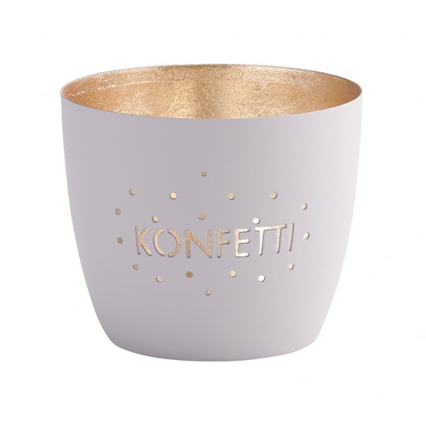 Windlicht Madras - Konfetti // pastellgrau/gold