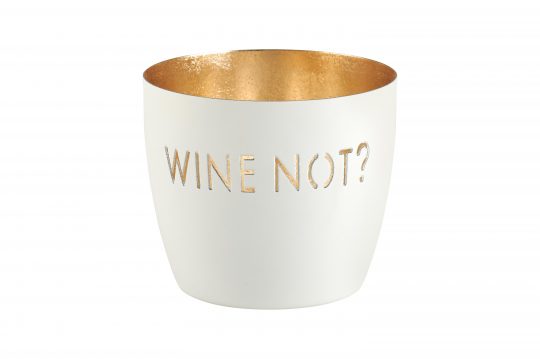 Windlicht Madras - Wine not? // weiß/gold