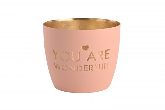 Windlicht Madras - You are wonderful! // pastellrosa/gold