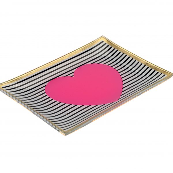Love Plates, Glasteller // Herz // gestreift