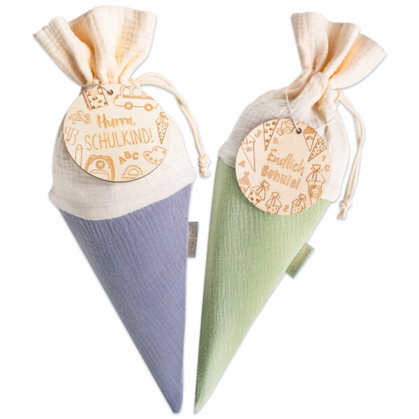 Mini Schultüte aus Musselinstoff - Geschwistertüte