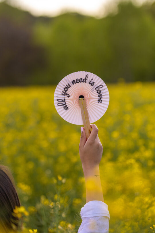 Mini Handfächer rund "All you need is love"