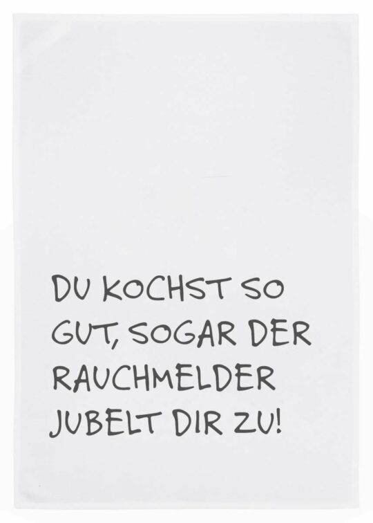 Geschirrtuch weiß, Applaus vom Rauchmelder in grau