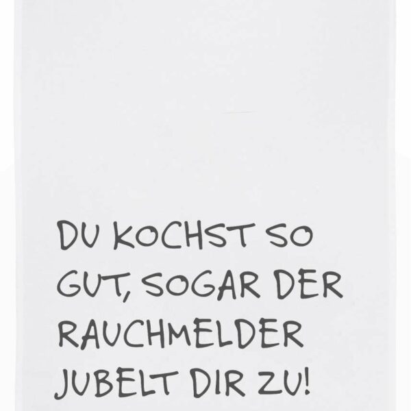 Geschirrtuch weiß, Applaus vom Rauchmelder in grau