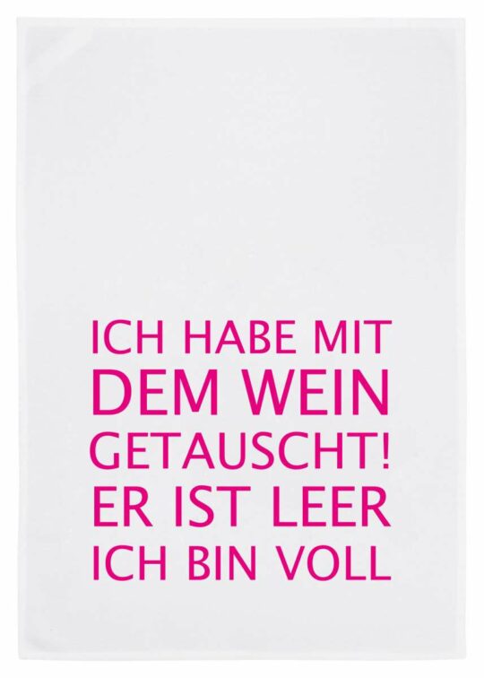 Geschirrtuch weiß, "Ich bin voll"