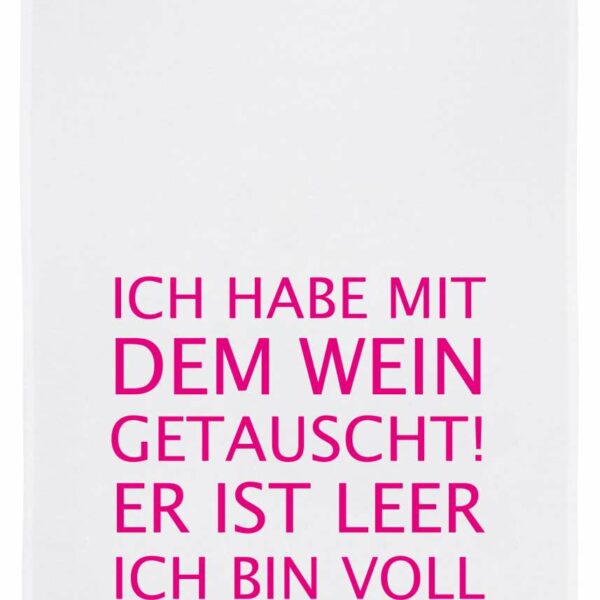 Geschirrtuch weiß, "Ich bin voll"