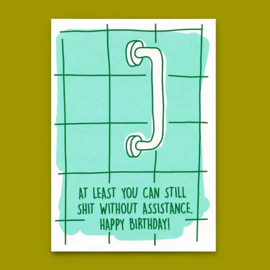 Postkarte "Shit assistance" | Lustige Karte mit Spruch zum Geburtstag