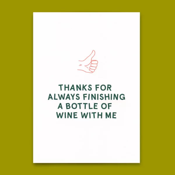Postkarte "Finishing a bottle of wine" | Lustige Karte für jeden Anlass