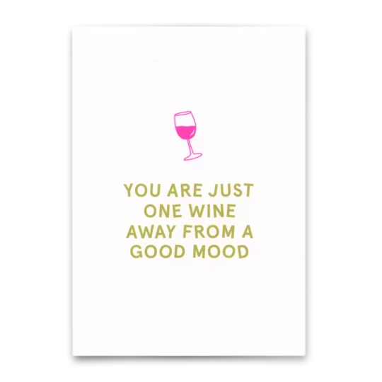 Postkarte "One wine away" | Lustige Karte mit Spruch für jeden Anlass