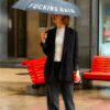 Kleiner Regenschirm für die Tasche - Fucking Rain - schwarz – Bild 3