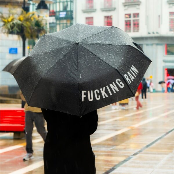 Kleiner Regenschirm für die Tasche - Fucking Rain - schwarz