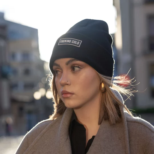 Skaterbeanie | Mütze | Beanie - Fucking cold - schwarz – Bild 2